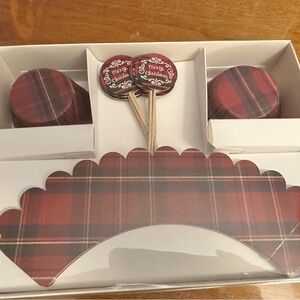 Southern Living Holiday Plaid Cake Toppers - Red and Black